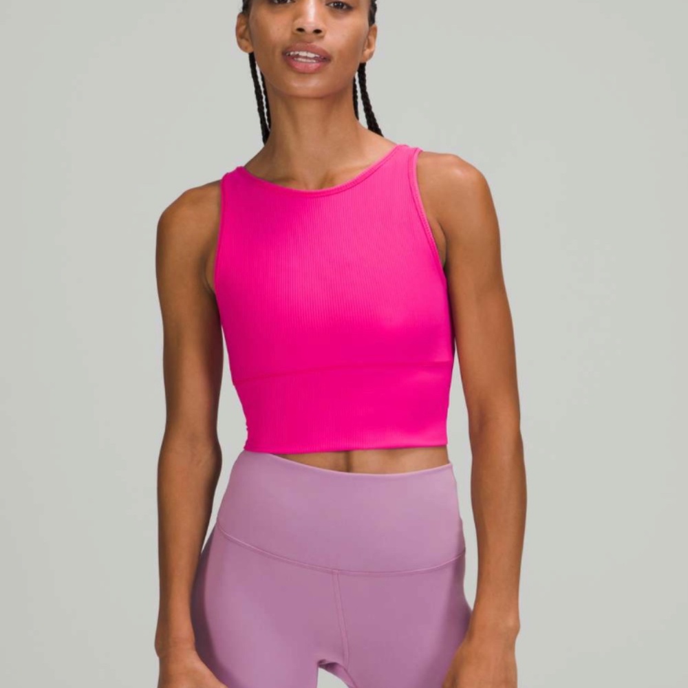 RARE NWOT Lululemon Power Pivot Ribbed Tank Top in Sonic Pink